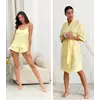Жіночий Мусліновий комплект халат+піжама COSY, лимонний