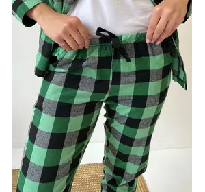 Домашні жіночі штани COSY у клітинку зелено/чорні