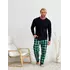 Домашня піжама для чоловіків COSY із фланелі (штани+лонгслів) зелено/чорний